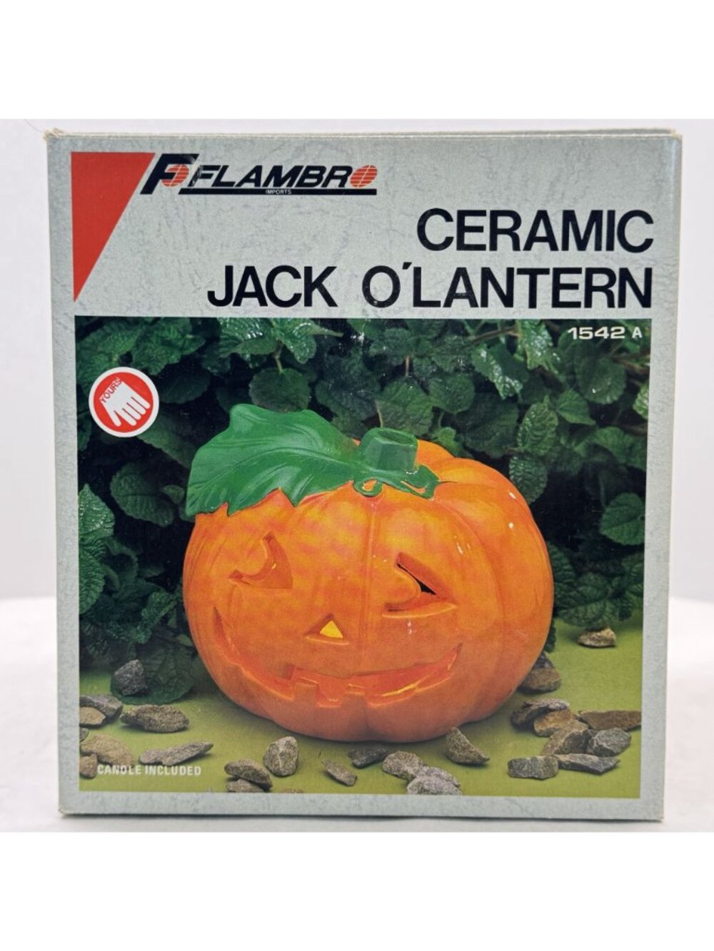 Vtg 1988 Flambro Ceramic Jack O' Lantern Pumpkin Halloween Candle Holder #1542A - Picture 2 of 16